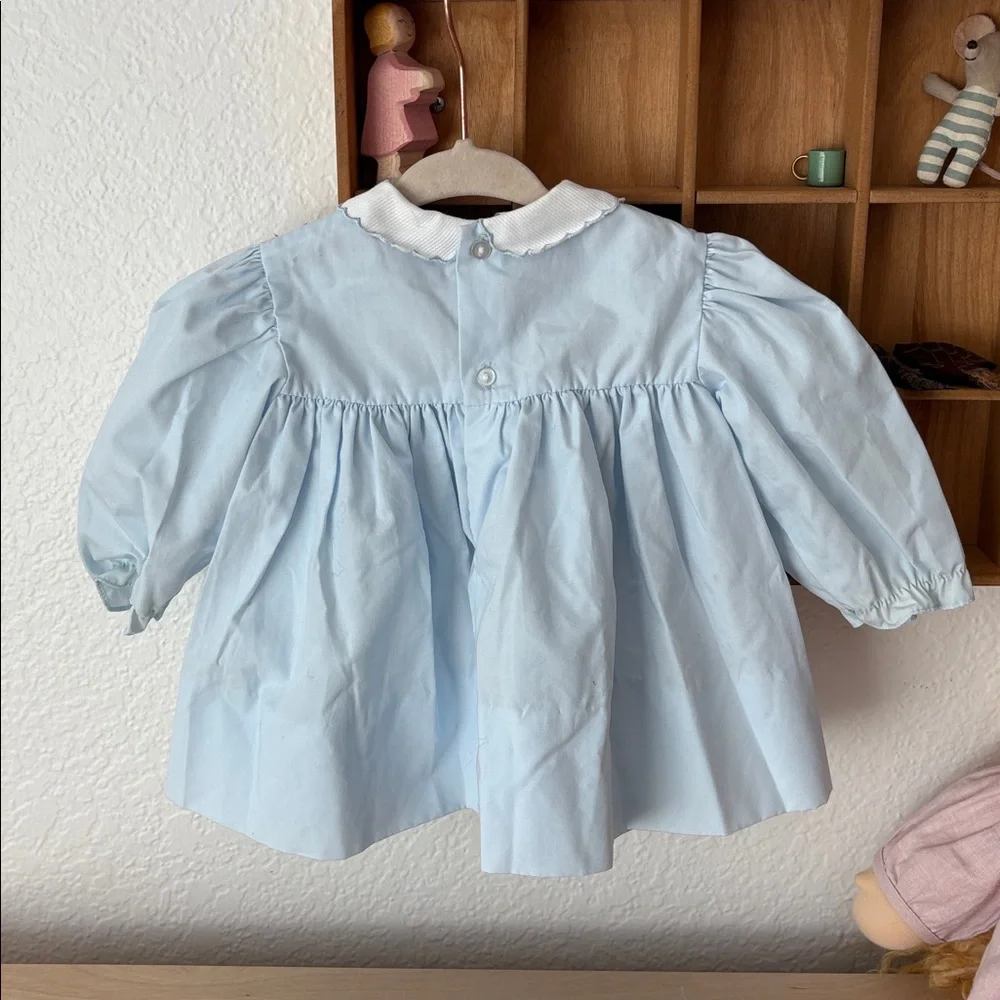 Vintage Petit Ami Light Blue Blouse with Embroidered Collar